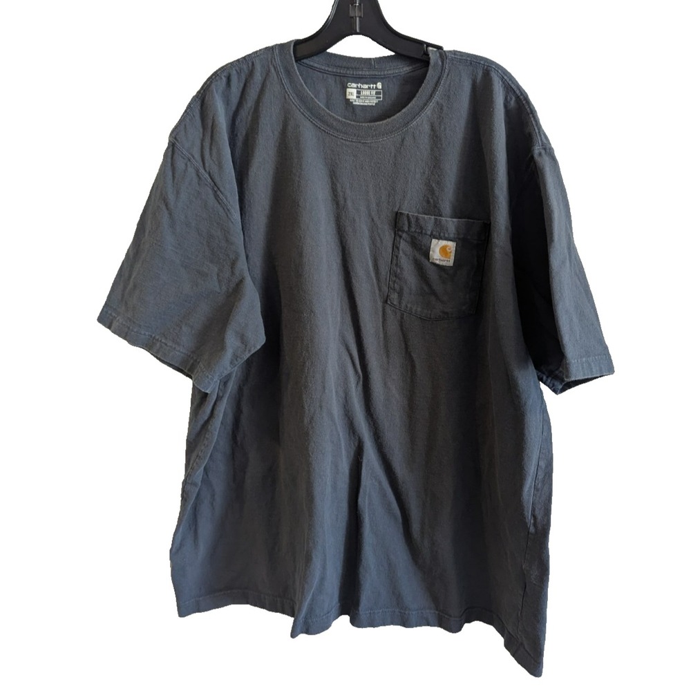 Carhartt Men's 2XL Grey T-Shirt Loose Fit Short Sleeve Heavyweight Pocket K87‎
